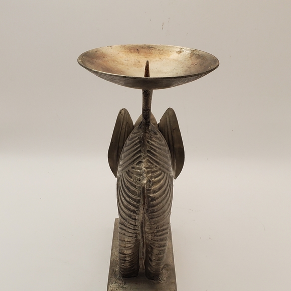 Beautiful Indo Greek Ancient Elephant Bronze Silver Candle Holder 6" H , India - Picture 6 of 14